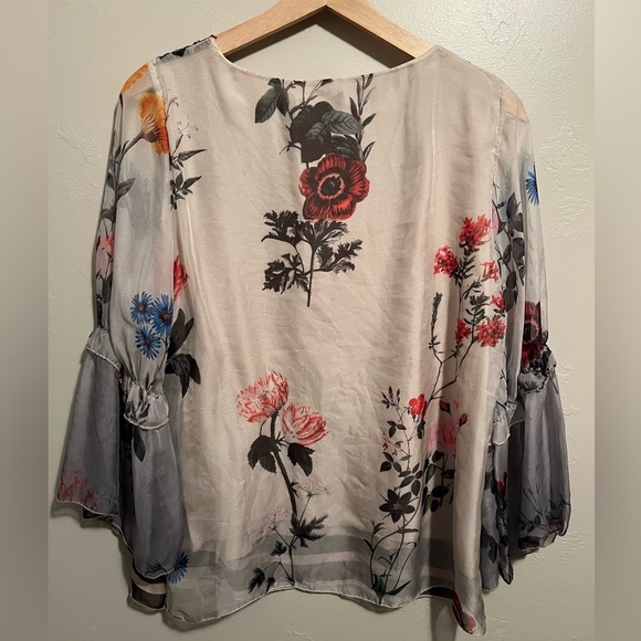 Lola Women's Long Sleeve Floral Blouse Made in Italy - Picture 10 of 12